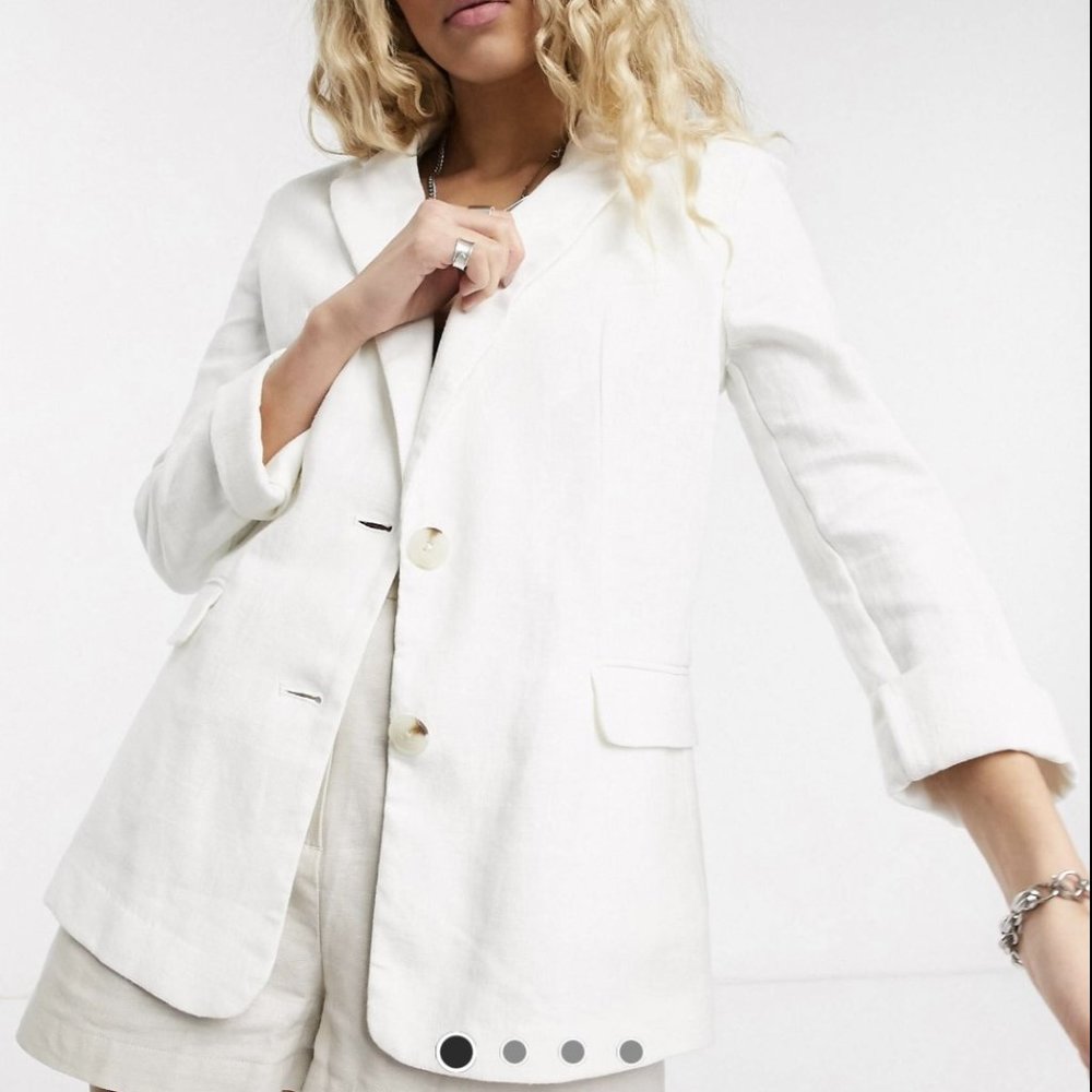Bershka Oversize Linen Blazer